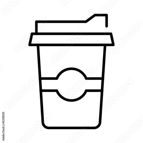 Outline disposable paper coffee cup icon vector illustration. Linear portable cardboard for takeaway
