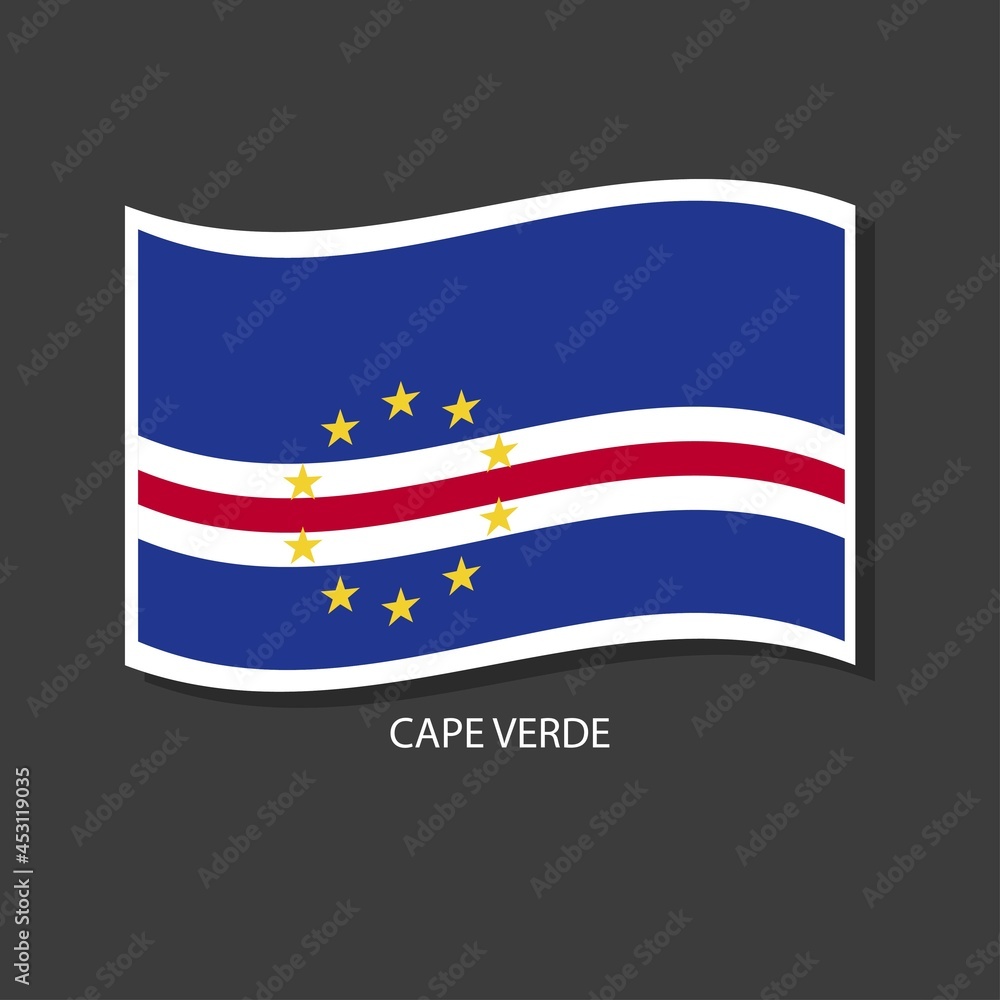 Cape Verde flag vector version waving flags.