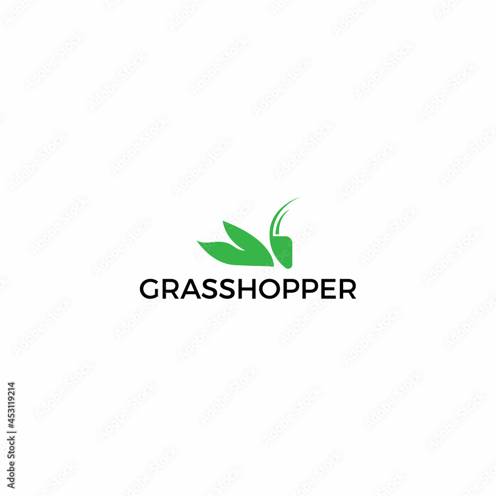 Simple flat grasshopper logo.
