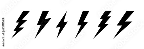 Lightning bolt icons vector set. Flash symbols set. Vector illustration