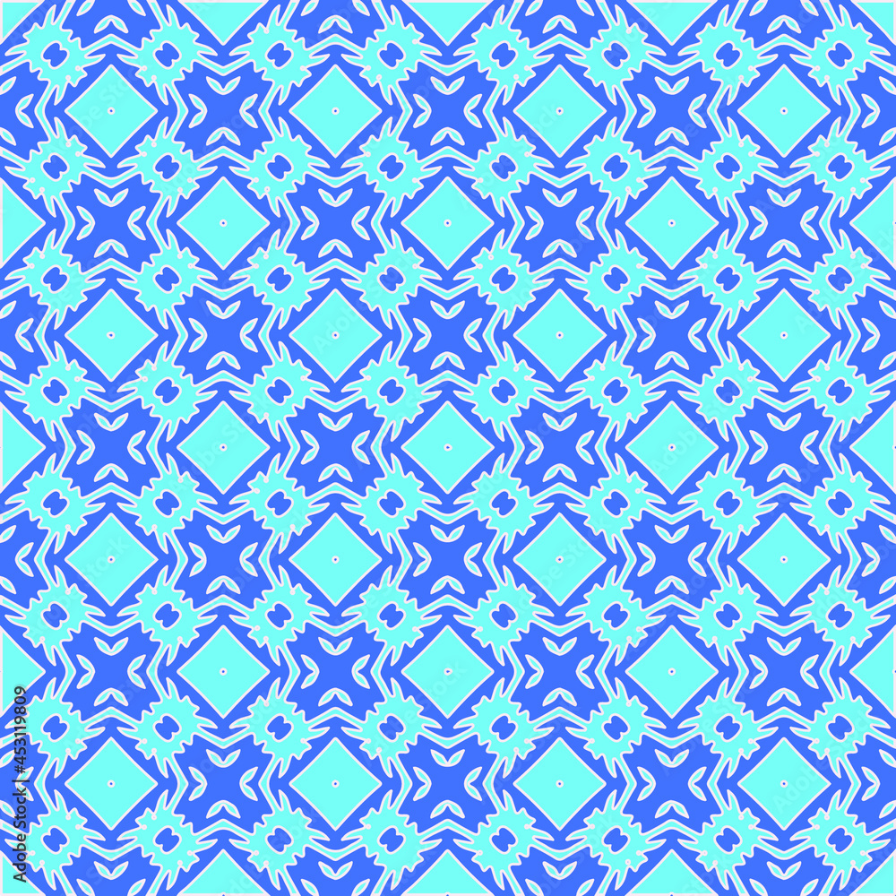 Fototapeta premium Geometric vector pattern with Aquamarine and blue colors. abstract ornament for wallpapers and backgrounds.