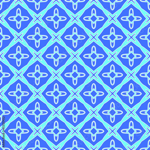 Geometric vector pattern with Aquamarine and blue colors. abstract ornament for wallpapers and backgrounds.