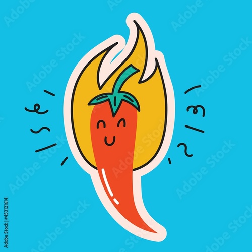 Colored Vector illustartion Of crazy chilly hot Pepper in Cartoon Flat design