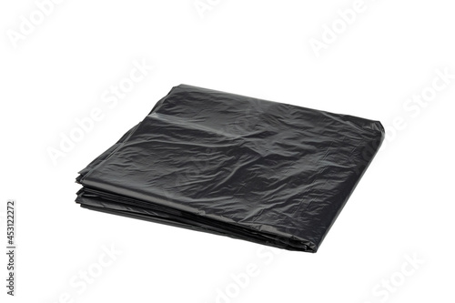 Black plastic garbage bags on white background isolated on white background with Clipping Path