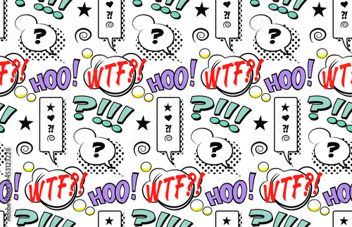 Seamless comic pattern with chat clouds 