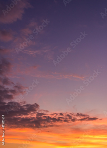 Sunset sky vertical with colorful sunlight in the evening on twilight