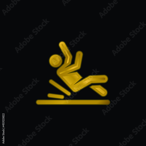 Accident gold plated metalic icon or logo vector
