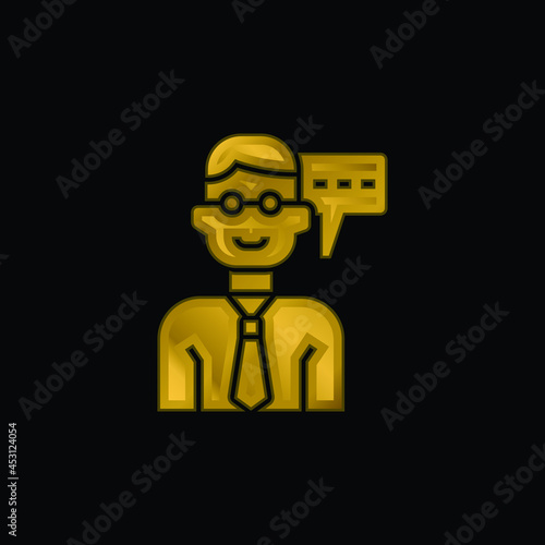 Advisory gold plated metalic icon or logo vector
