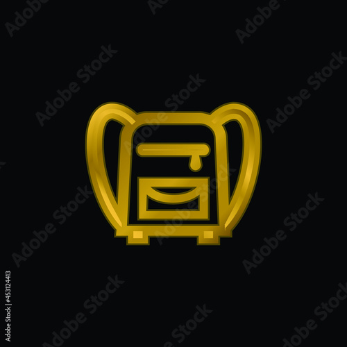 Back Bag For School gold plated metalic icon or logo vector
