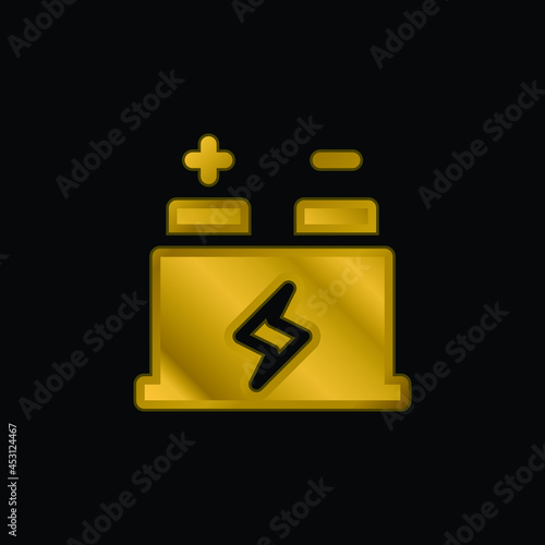 Battery gold plated metalic icon or logo vector