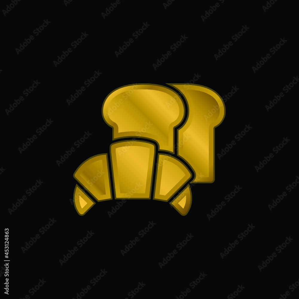 Bakery gold plated metalic icon or logo vector Bakery gold plated metalic icon or logo vector