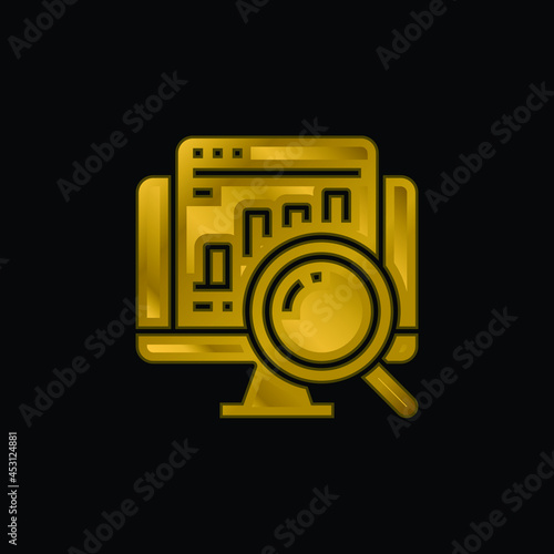Analysis gold plated metalic icon or logo vector