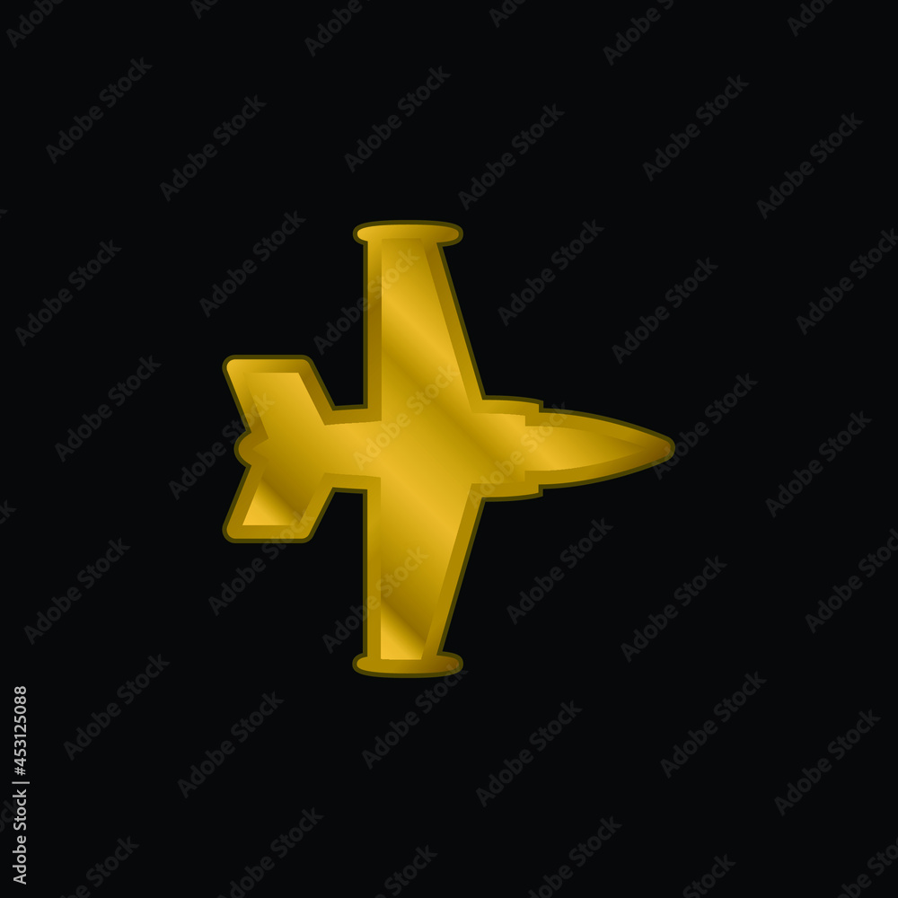 Fototapeta premium Airplane Silhouette gold plated metalic icon or logo vector