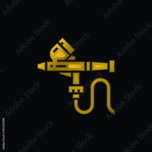 Airbrush gold plated metalic icon or logo vector
