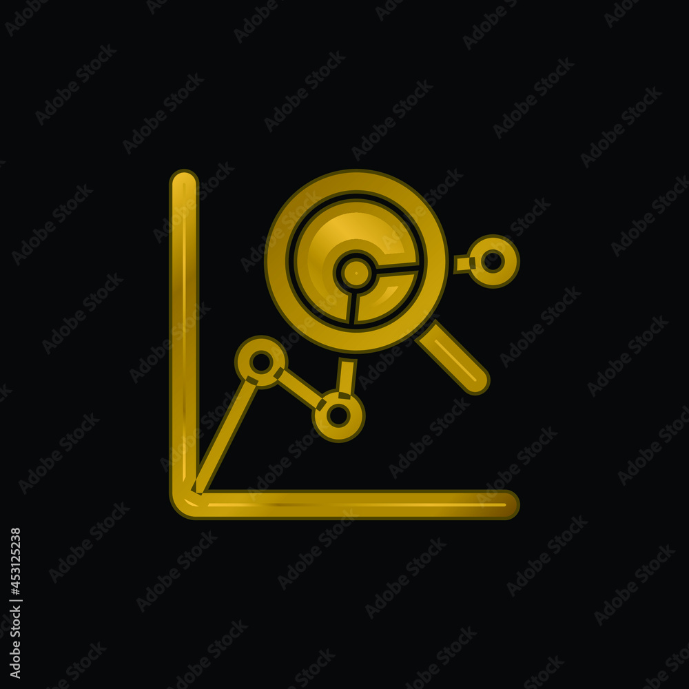 Analytics gold plated metalic icon or logo vector Analytics gold plated metalic icon or logo vector