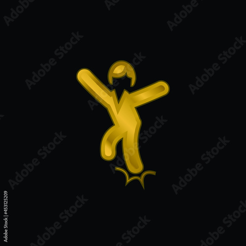 Ankle Sprain gold plated metalic icon or logo vector