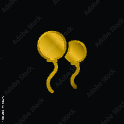 Balloons gold plated metalic icon or logo vector