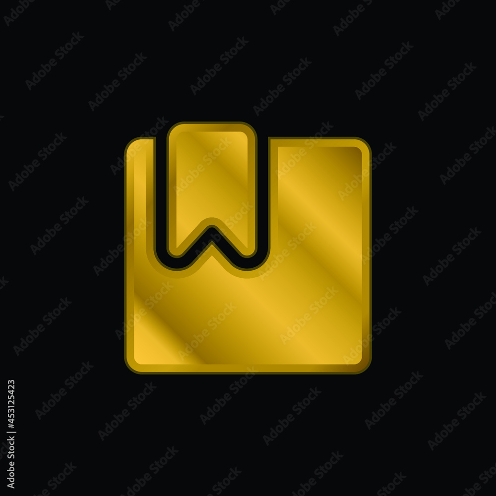 Bookmarked Filled Square gold plated metalic icon or logo vector Bookmarked Filled Square gold plated metalic icon or logo vector