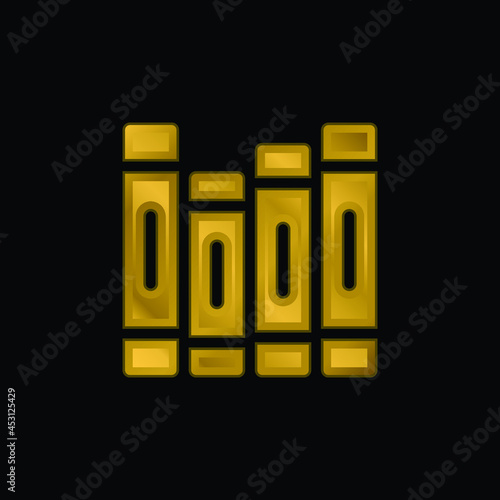 Book gold plated metalic icon or logo vector
