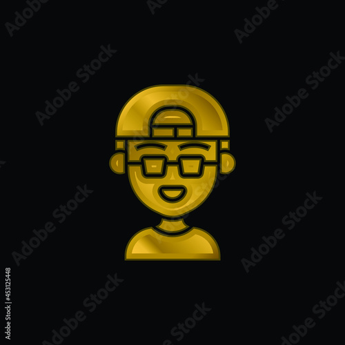Boy gold plated metalic icon or logo vector