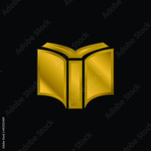 Book Of Black Cover Opened Back View gold plated metalic icon or logo vector