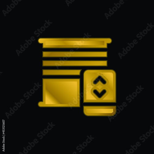 Blinds gold plated metalic icon or logo vector