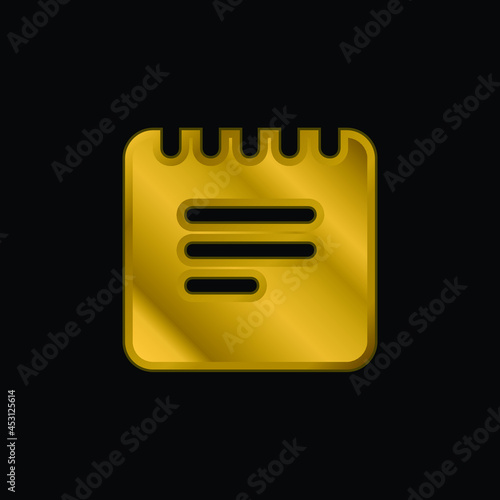 Black Notes Interface Square Symbol With Spring gold plated metalic icon or logo vector