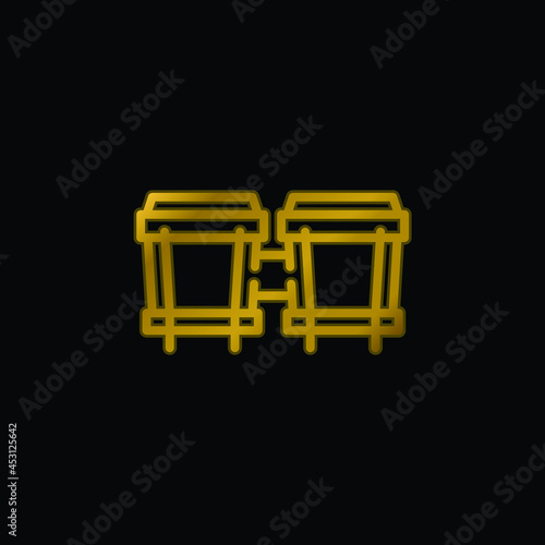 Bongos gold plated metalic icon or logo vector