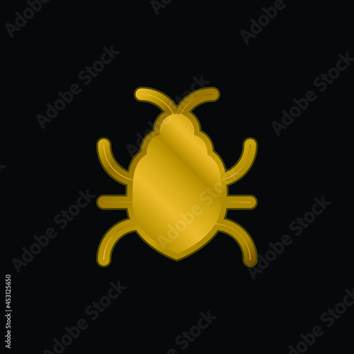 Big Bug gold plated metalic icon or logo vector
