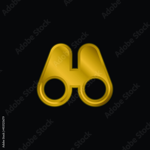 Binoculars gold plated metalic icon or logo vector
