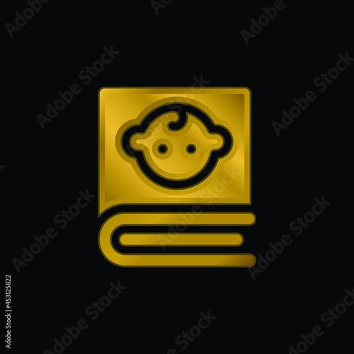Book gold plated metalic icon or logo vector