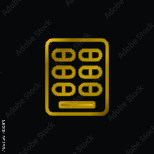 Blister Pack gold plated metalic icon or logo vector
