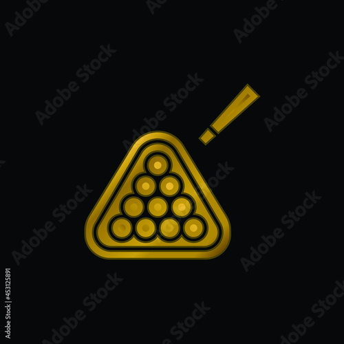 Billiard gold plated metalic icon or logo vector