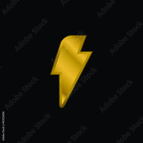 Black Lightning gold plated metalic icon or logo vector