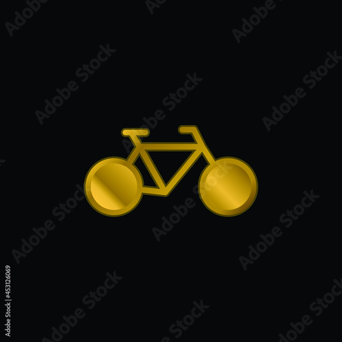Bicycle gold plated metalic icon or logo vector