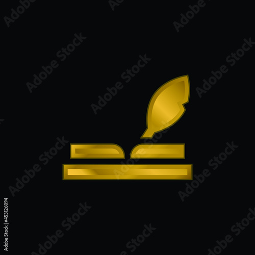 Book gold plated metalic icon or logo vector