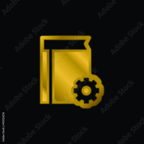 Book Configuration Interface Symbol gold plated metalic icon or logo vector