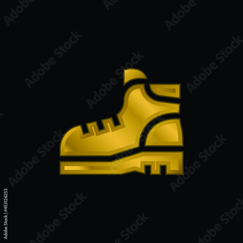 Boots gold plated metalic icon or logo vector