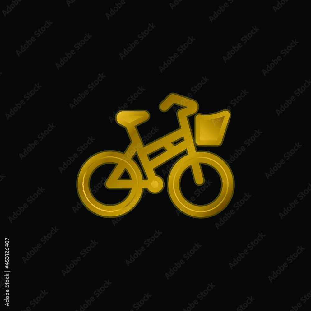 Bicycle gold plated metalic icon or logo vector Bicycle gold plated metalic icon or logo vector