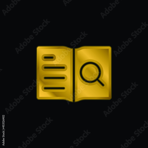 Book gold plated metalic icon or logo vector