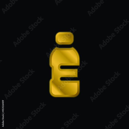 Bottle gold plated metalic icon or logo vector