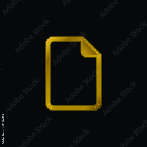 Blank File gold plated metalic icon or logo vector