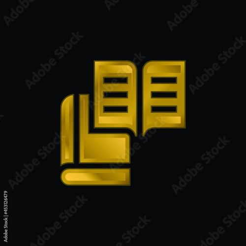 Book gold plated metalic icon or logo vector