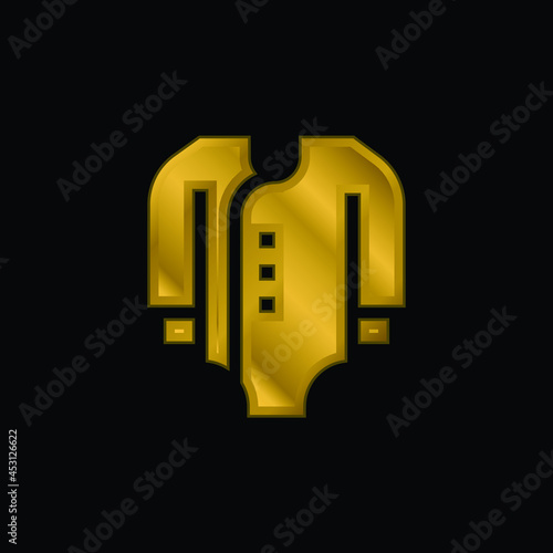 Bodysuit gold plated metalic icon or logo vector