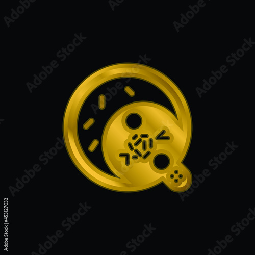 Bacteria gold plated metalic icon or logo vector