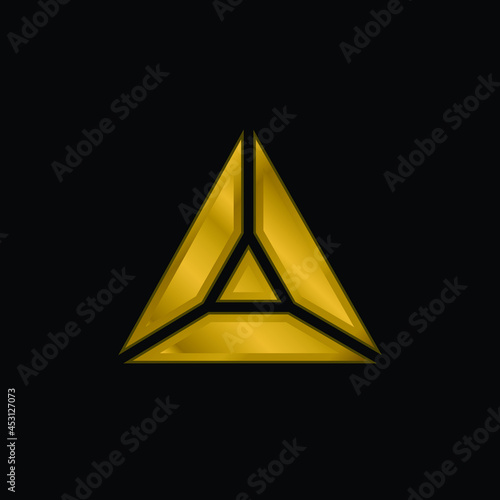 Amethyst gold plated metalic icon or logo vector
