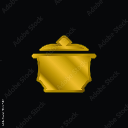 Amphora gold plated metalic icon or logo vector