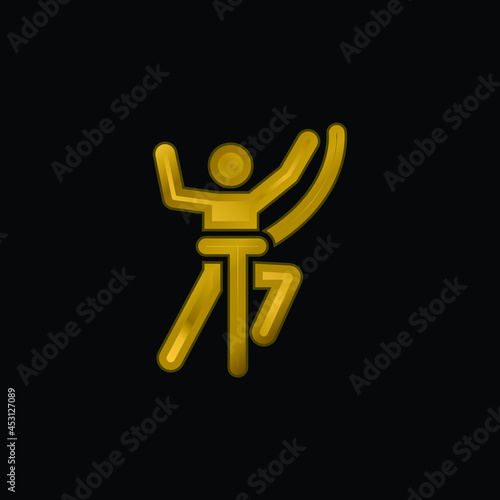 Adventure gold plated metalic icon or logo vector
