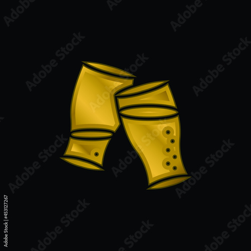 Beer gold plated metalic icon or logo vector