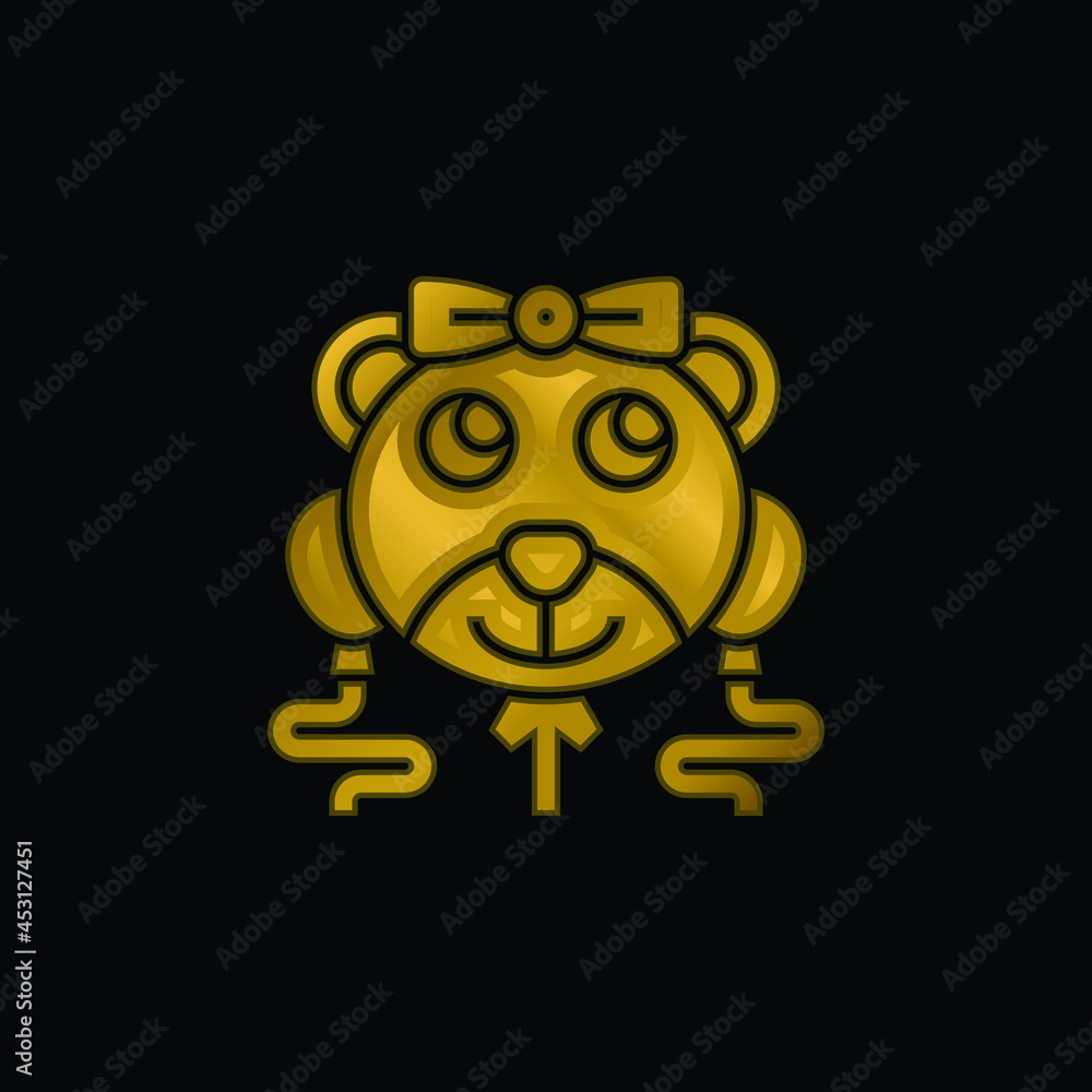 Balloons gold plated metalic icon or logo vector Balloons gold plated metalic icon or logo vector